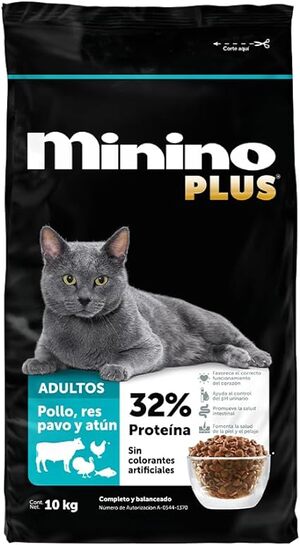 Minino plus, marca de alimento para gatos de calidad