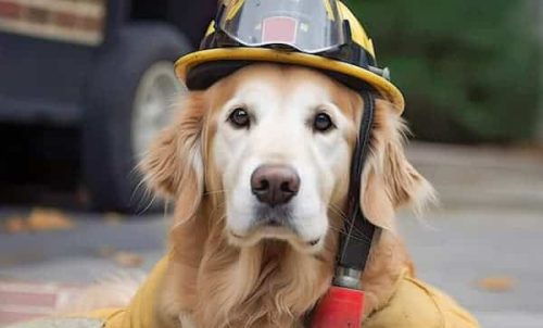 golden retriever como perro bombero