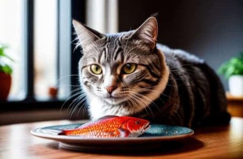 Gato comiendo pescado 